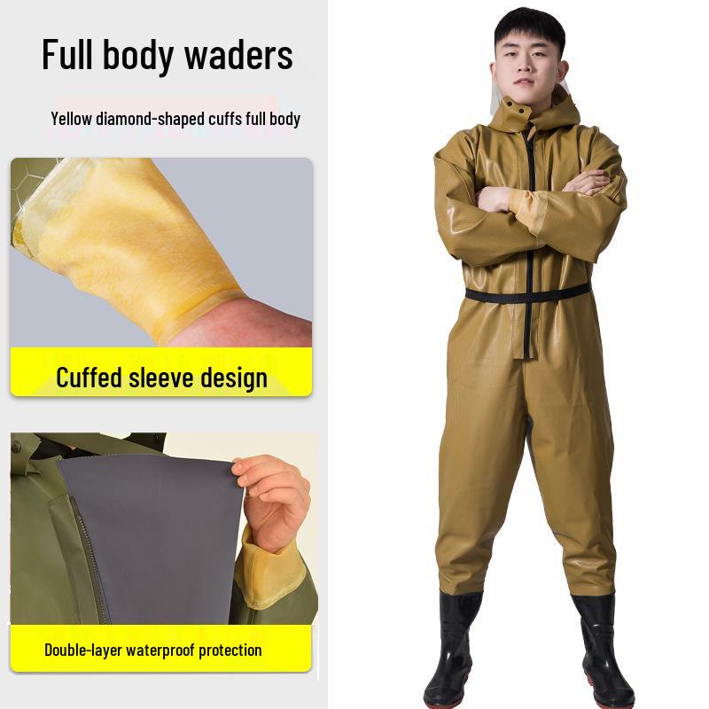Full Body Waterproof Waders with Skin Suit & Water Shoes for Fishing and Reservoir Activities
