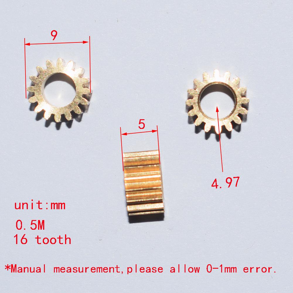 16-Tooth Copper Gear with 5mm Hole for Motor Spindle and Gearbox In Toy Accessories