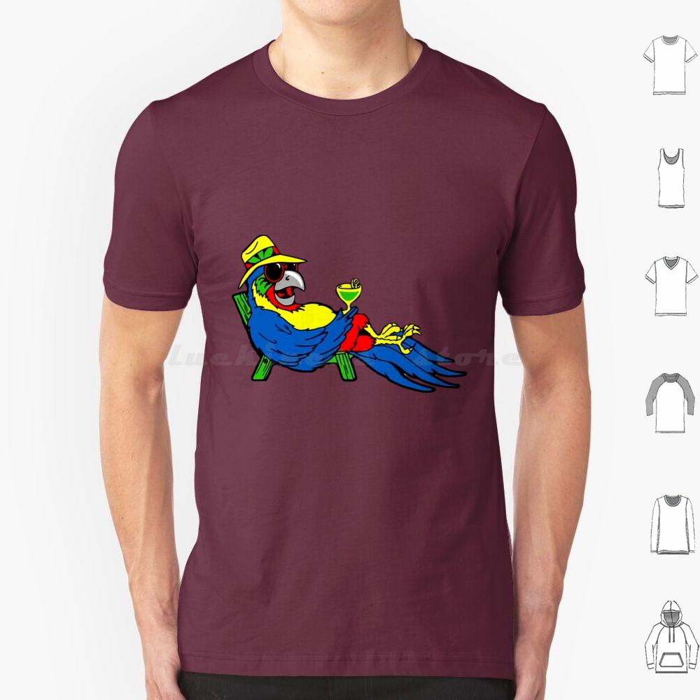 T-shirt Parrot Nyelonjor 6xl Coton Cool Jimmy Buffett Plage Parrothead Margaritaville Buffett Perroquet Surf Pirate
