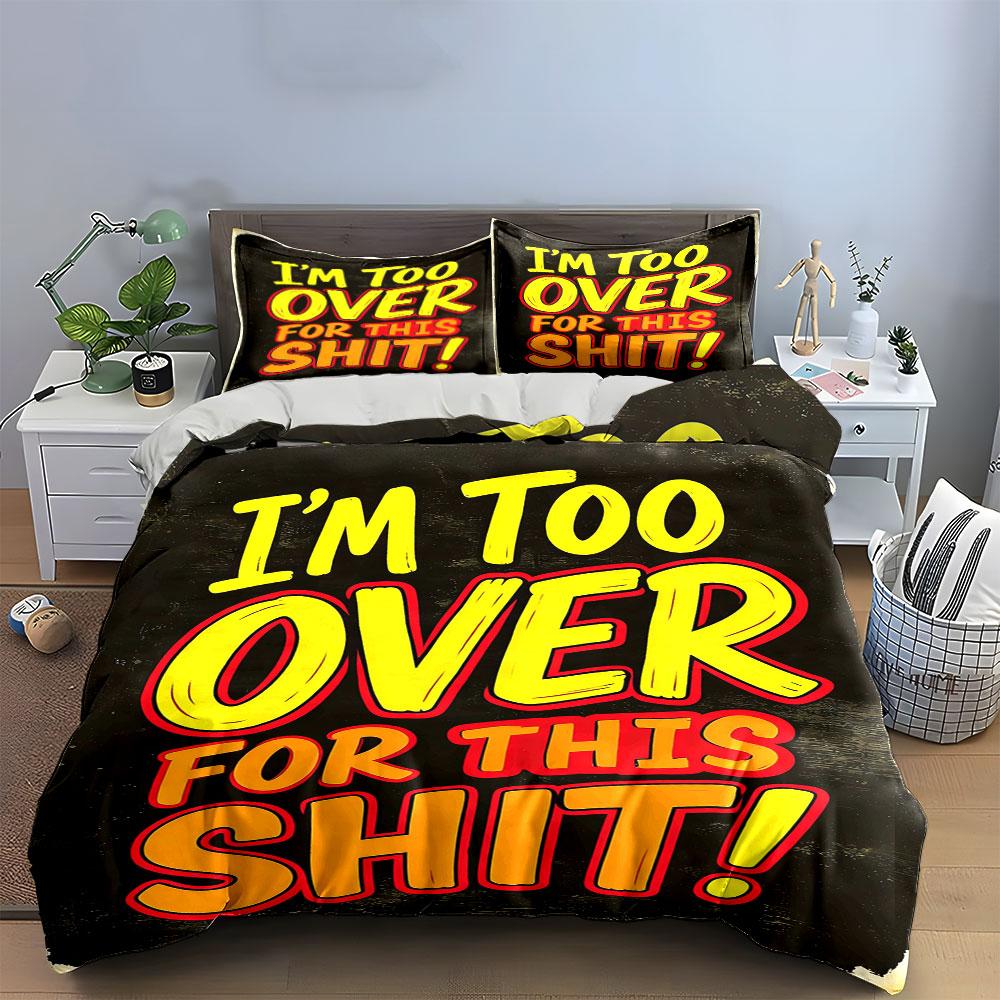Bold text graphic design. Bedding sets Duvet cover sets Duvet covers Pillowcases(1 * Duvet Cover 2 * Pillowcases, without duvet insert)