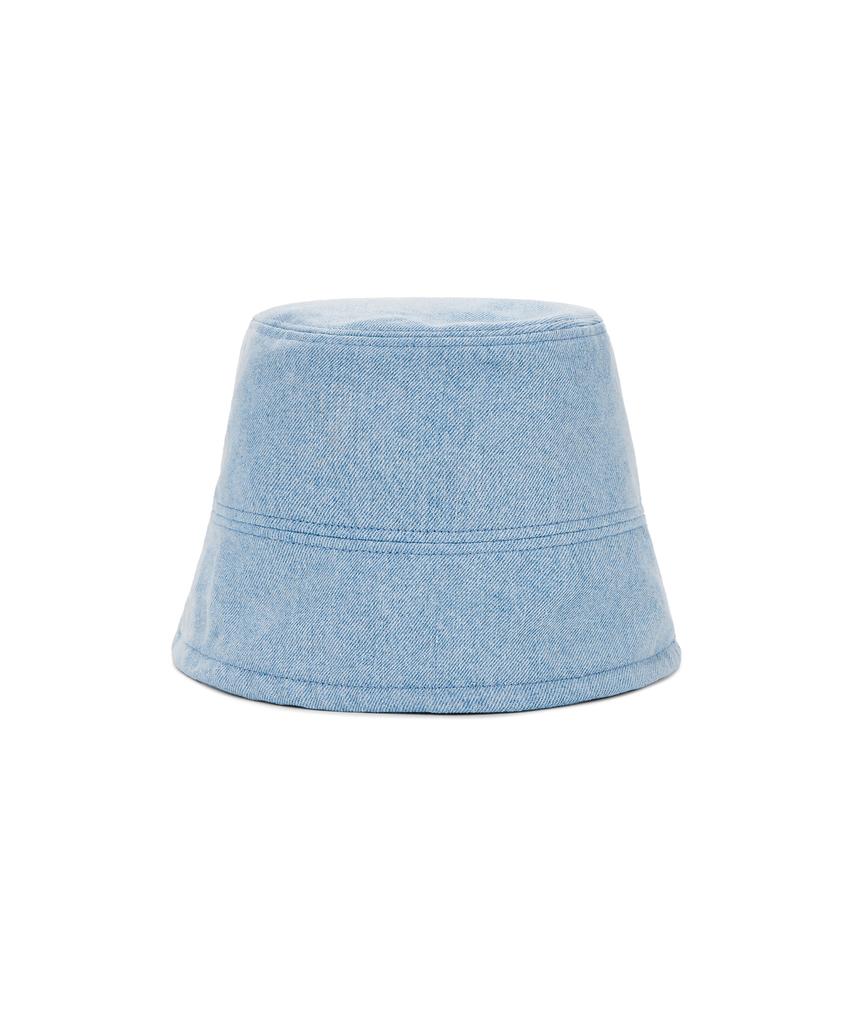 Bajal Va Studded Non-Washed Denim Drop Bucket Hat Light Indigo