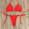 Costum de baie roz Bikini Femei Culoare solidă Sexy Tanga cu picior înalt Costume de baie Seturi Bikini Femeie Costum de baie din 2 piese Îmbrăcăminte de plajă