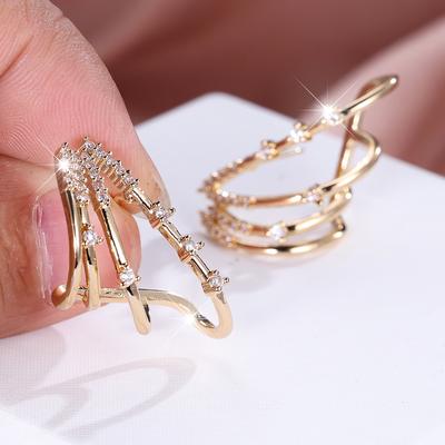 Boucles d'oreilles en cristal scintillant à rayures rondes pour femmes, bijoux exquis en Zircon pour fête de filles, bijoux élégants, nouvelle collection