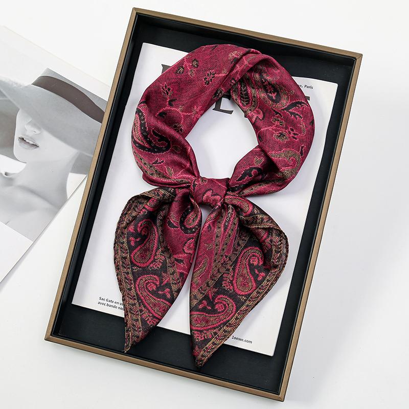 70*70cm Luxury New Paisley Printed Scarves Women's Silk Scarf Floral Hijab Scarves Small Neckties Hairbands Bags Bandana