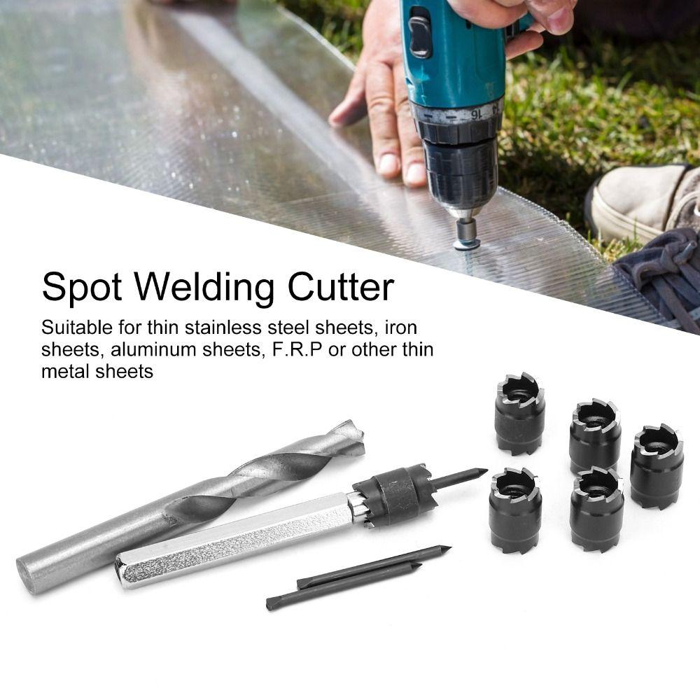 10Pcs 3/8" and 5/16" Sizes Spot Weld Cutter Set Hex Shank for Power Drill Rotary Spot Weld Cutter High Speed Steel (HSS)