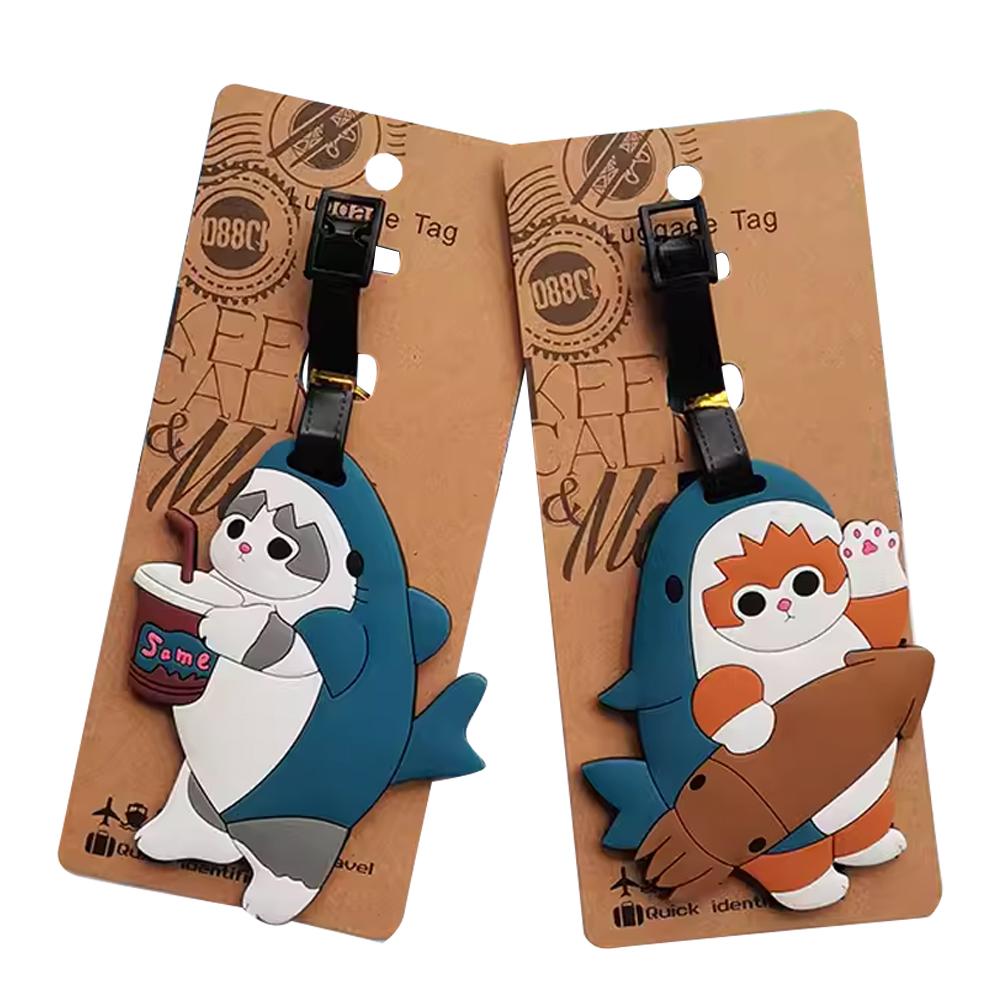Luggage Tag Pendant Shark Cat Capybara Cartoon Cute Luggage Tag Cartoon Suitcase ID Address Holder Baggage Boarding Portable Pendant