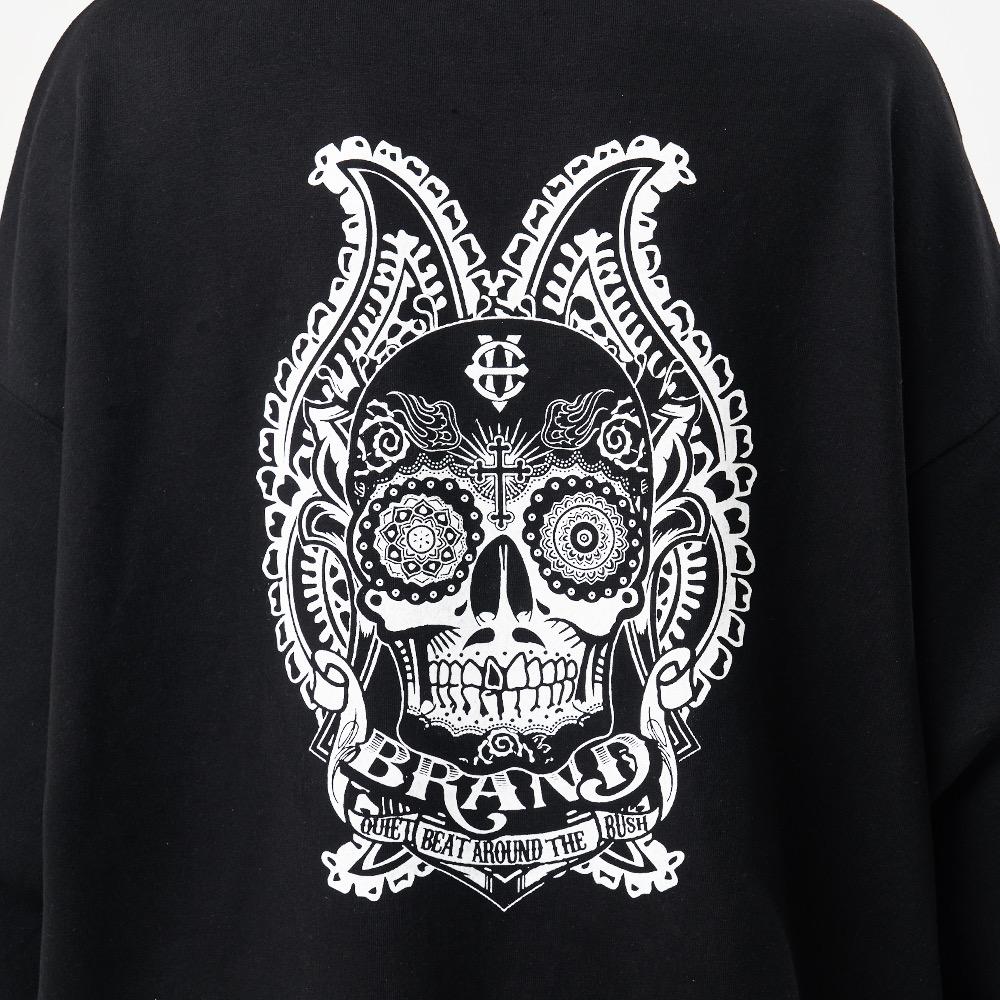 EIGHTVOLUME [Fleece-Lined] Ev Brand Skull Oversized Sweatshirt