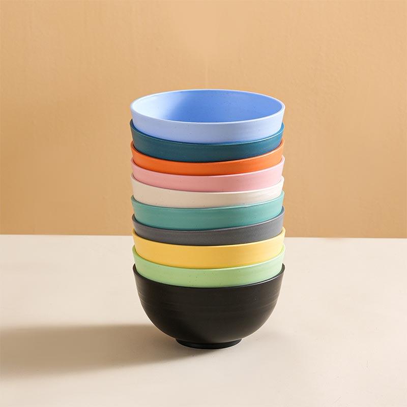 8/6Piece Set Nordic Wheat Straw Bowl Home Salad Bowl Children's Creative Plastic Bowl Student Dormitory Rice Bowl Tableware Set
