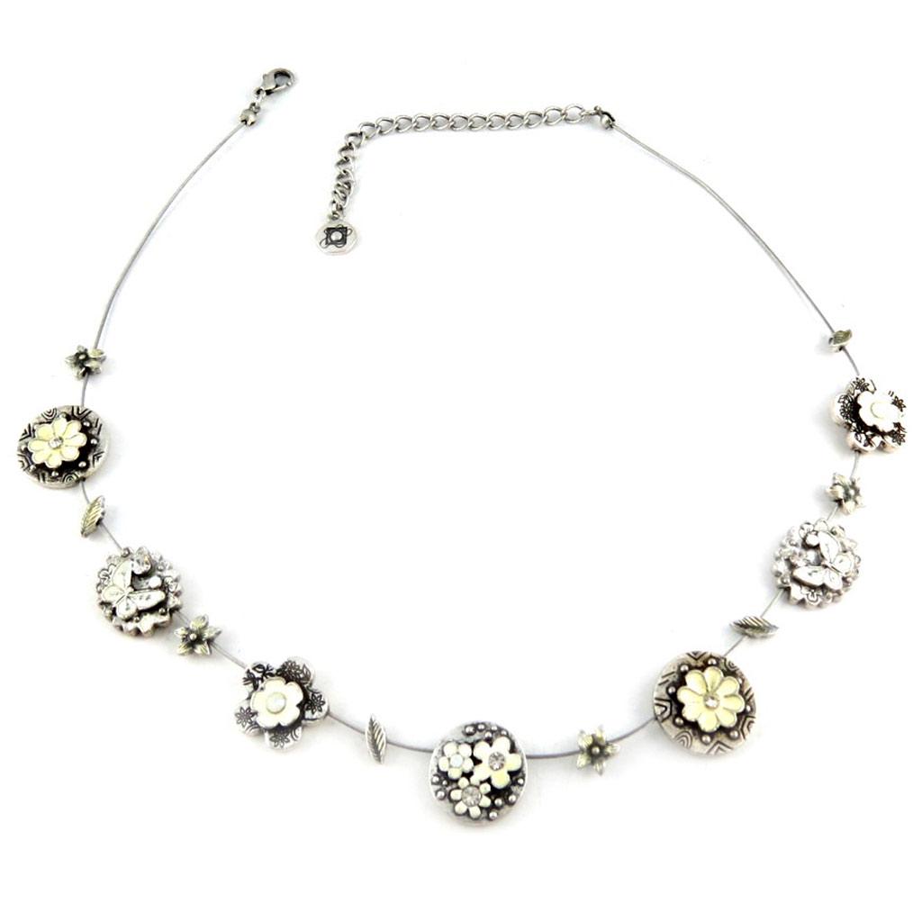 Les Trésors De Lily [D9133] - White 'Fleurettes' Designer Necklace