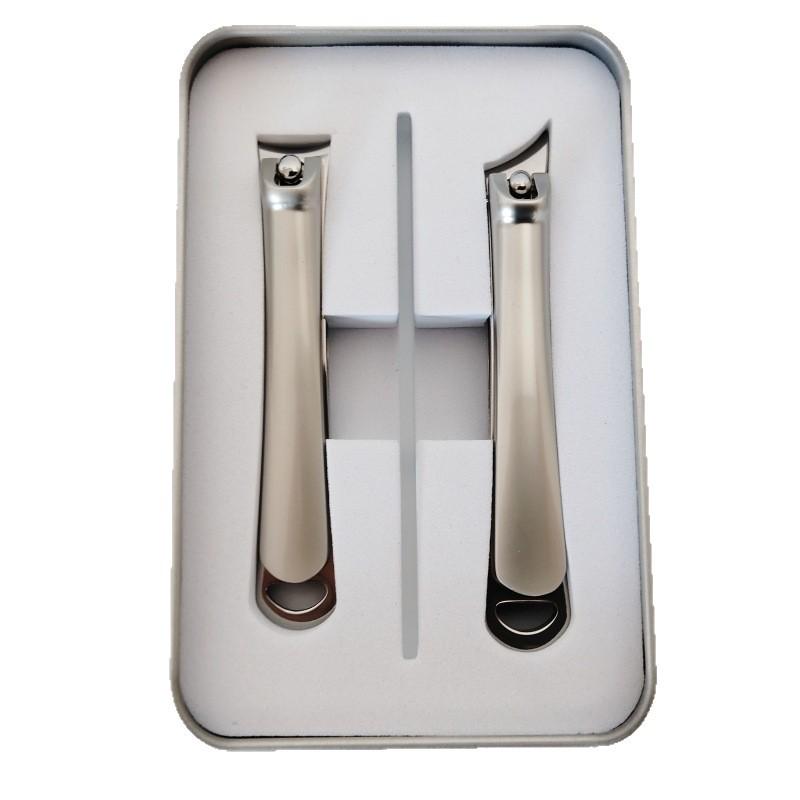 High-Grade Portable Stainless Steel Nail Clipper Set with Flat & Angled Edges for Ingrown & Thick Nails In Gift Box