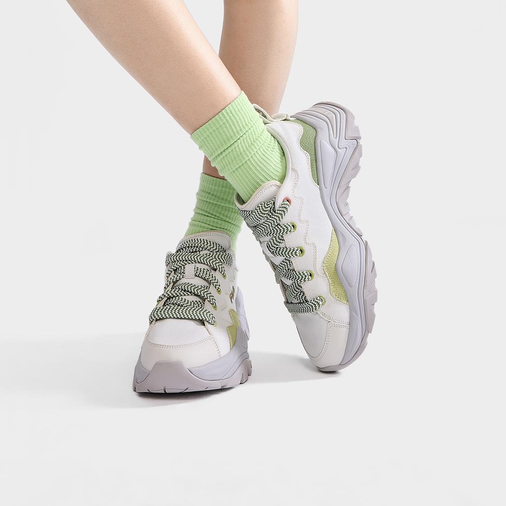 Fila Sofia Canvas Fishbone Shoes Simple Comfortable Low Top Sneakers Women Sneakers White Gray Green F12W321304FVE