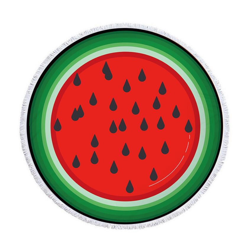 Watermelon Orange Microfiber Round Beach Towel Fruit Theme Shower Bath Towel Summer Swimming Circle Towels Yoga Mat With Tassel
