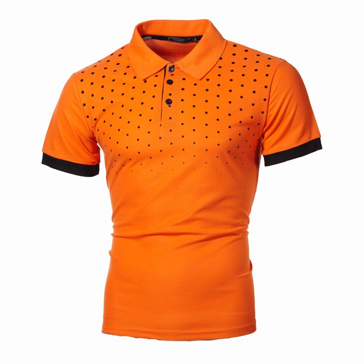 Polo da Uomo Design a Pois Top Casual alla Moda Stile a Contrasto Colore Abbigliamento Comodo da Esterno T-shirt Ampia Abbigliamento Estivo