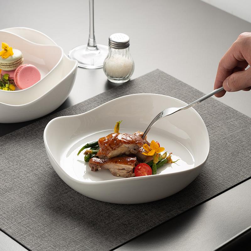 Nordic Special-Shaped Plate, Dessert Plate, Restaurant Salad Plate, Long Strip, Deep Plate, Hotel Tableware, Artistic Conception, Dish Plate, Cold Dis