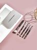 Little Sparrow 5 Double-Ended Eyeshadow Brushes with Mirror Box - Portable Makeup Tool Set