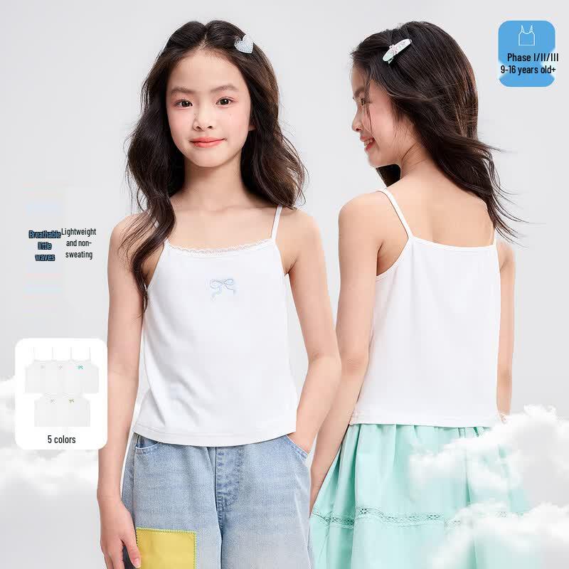 Girls' Lace Trim Cotton Camisole Vest