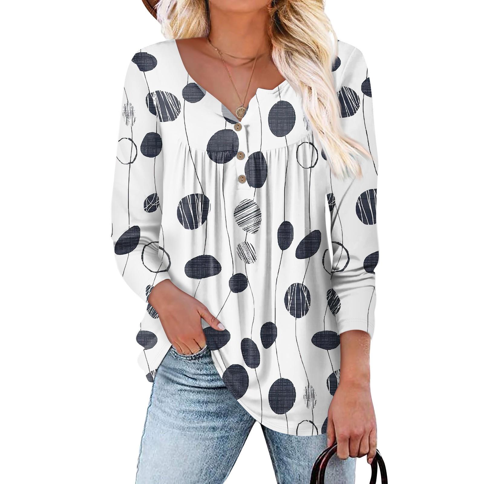 

Летняя женская мода, повседневная блузка с круглым вырезом и рукавами 3/4, пуловер с принтом S