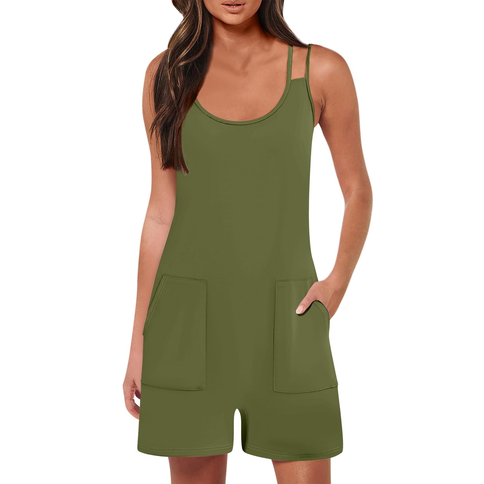 

Женский модный повседневный свободный комбинезон без рукавов с карманами и подтяжками, однотонный комбинезон L