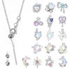 Stainless Steel Charms Crystal Zircon Cherry Moon Star Heart Bow Knot Sun Pendant Beads For Jewelry Making Woman DIY Accessories