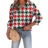 1116 Fashion European and American Shirts Spring and Autumn Loose Digital Printed Checked Cardigan Women's Shirt