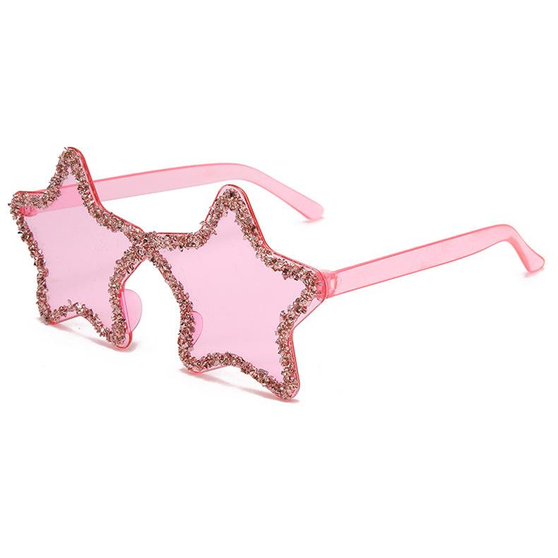 Star Shaped Glitter Sunglasses For Women Colorful Candy Tones UV400 Protection Trendy Party Shades For Festivals KJ136