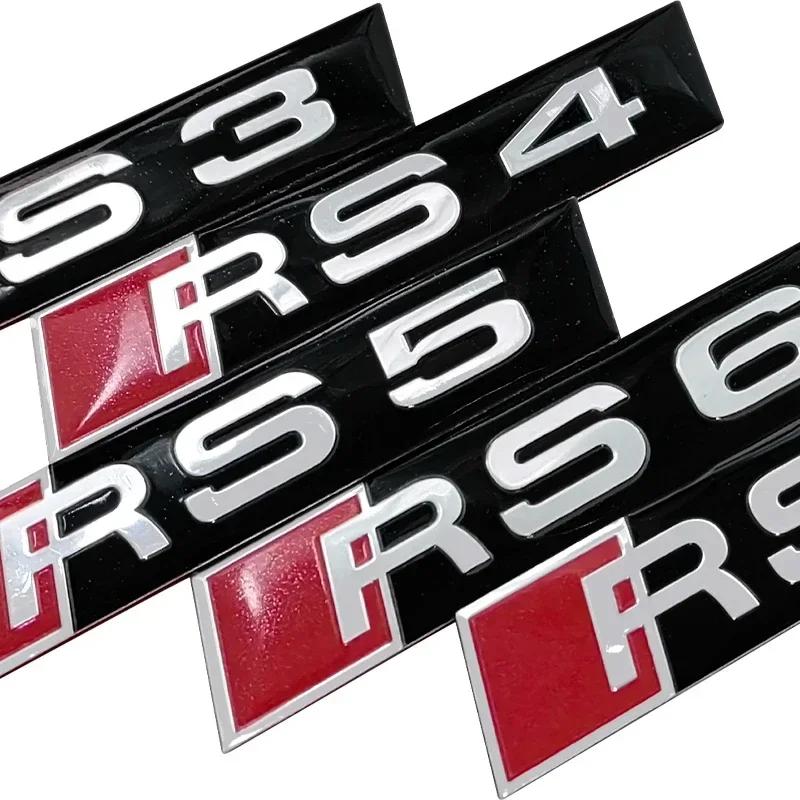 Pentru Audi Aliaj de Aluminiu Embleme Laterale Mașină Decalcomanii Decorative Portbagaj Spate Autocolant Logo Emblema RS3 RS4 RS5 RS6 RS7 Accesorii Auto