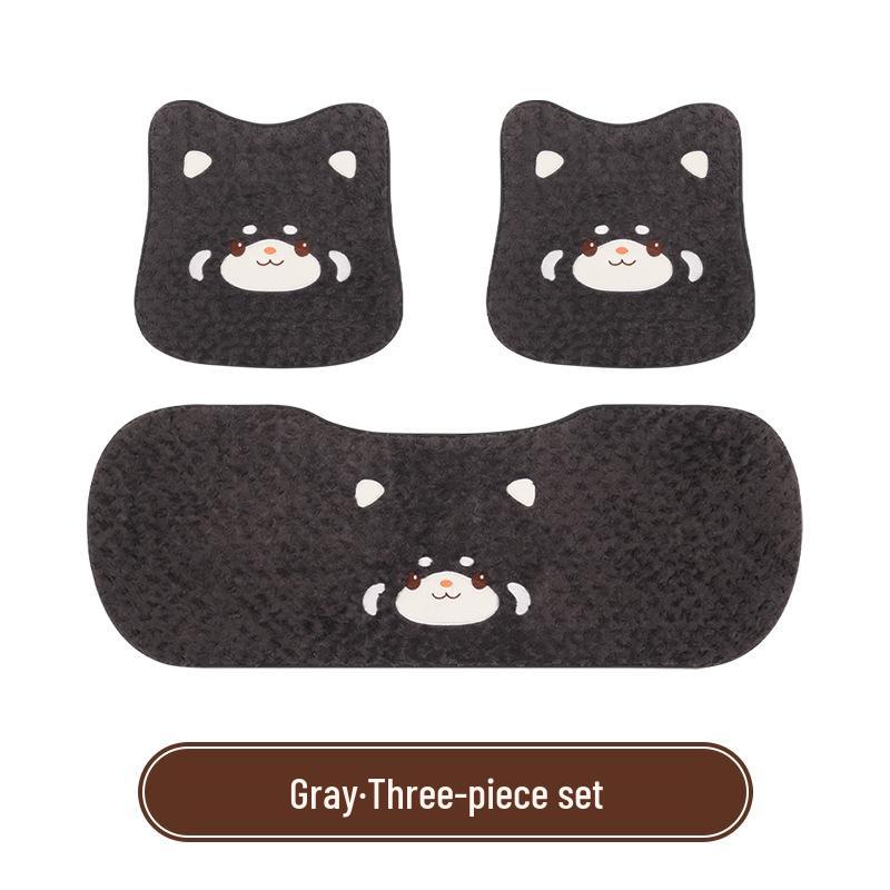 Cartoon Raccoon Winter Plush Car Seat Cushion