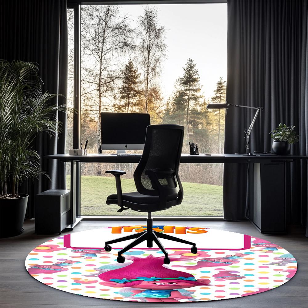 Trolls Printed Round Rug Carpet Chair Rug Area Rug Entryway Doormats,for Office Chair Living Room Bedroom Kitchen Room.