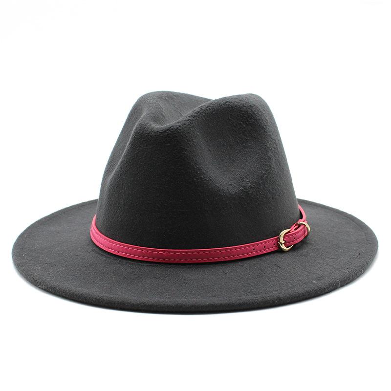 Джазовая шляпа Мужская Женская Шерстяная Британская шляпа Женская Сценическая Большая фетровая шляпа Винтажная Шляпа джентльмена M（56-58cm）