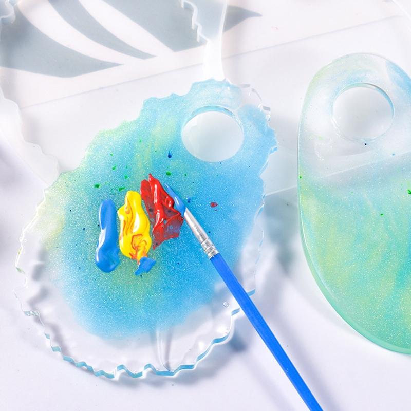 Cosmetic Makeup Palette Spatula Tool Resin Casting Mold Eye Shadow Makeup Irregular Round Palette Panel Mould Craft Tool