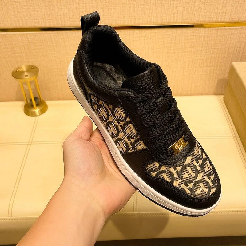 2025 Sommer Neue Herrenschuhe Herren Freizeitschuhe Luxus Board Schuhe Mode Leder Rindsleder Atmungsaktiv