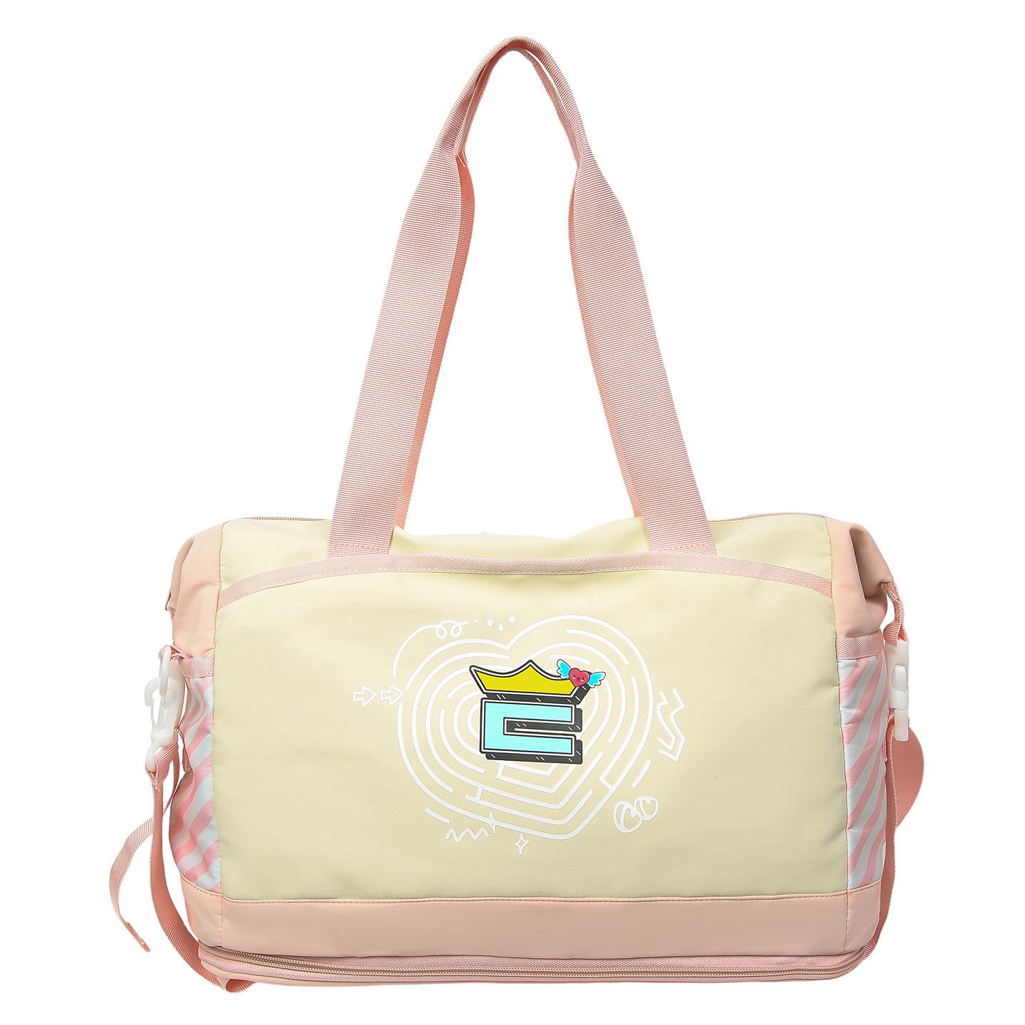 Expandable yoga sports bag, fashionable contrasting colors, high-value printed travel bag, shoulder crossbody striped fitness bag