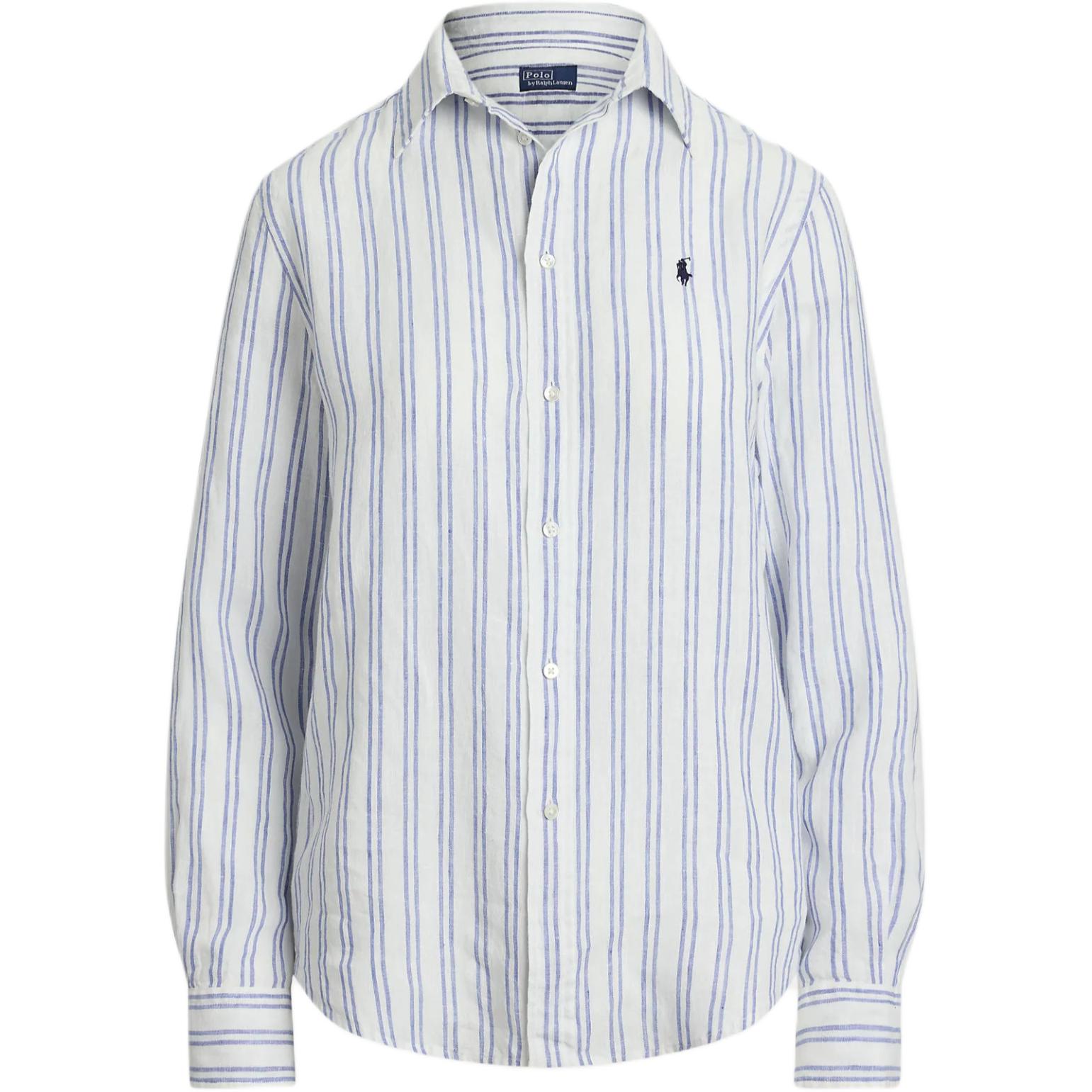 

Polo Ralph Lauren Рубашка в полоску с логотипом на пуговицах, с длинным рукавом, женская, синяя 211970691-007 M