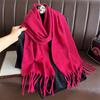 New Embossed Cashmere Women's Winter Scarf Warm Chunky Shawl Luxury Designer Tassels Pashmina Bufanda Lady Wrap Man Scarves