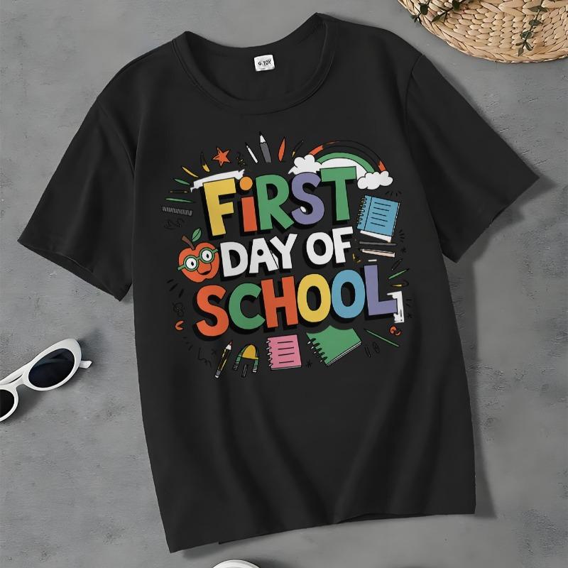 Kids Crewneck Casual T-Shirt, Soft Short Sleeve Top