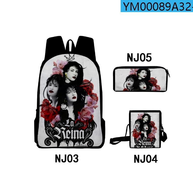 Klassieke Grappige Selena Quintanilla 3D Print 3 stuks/Set leerling Schooltassen Laptop Dagrugzak Rugzak Schuinhangende schoudertas Etui