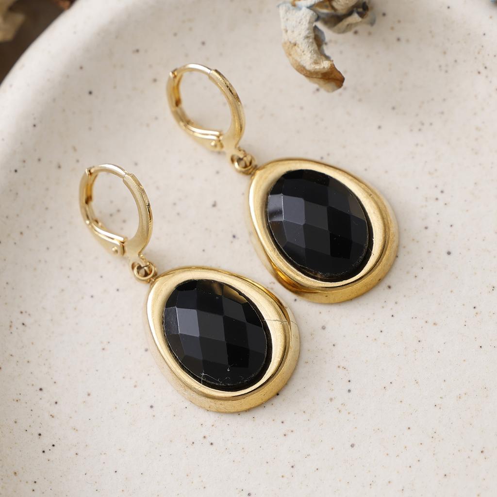 Design cut natural stone stainless steel pendant earrings fashion merchandise gifts quality earrings