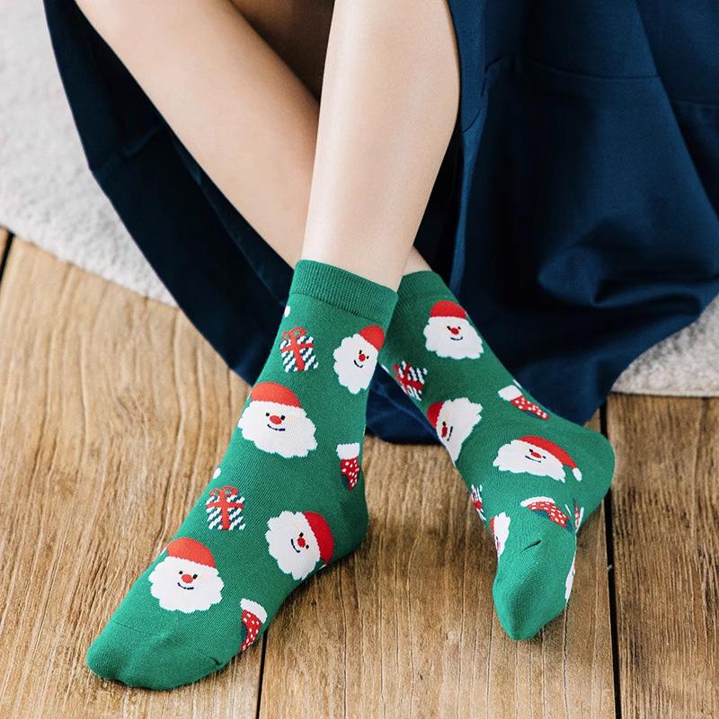1/4 Pairs Christmas Socks Soft Women Colorful Cotton Socks Autumn/Winter Thick Knit Warm Socks