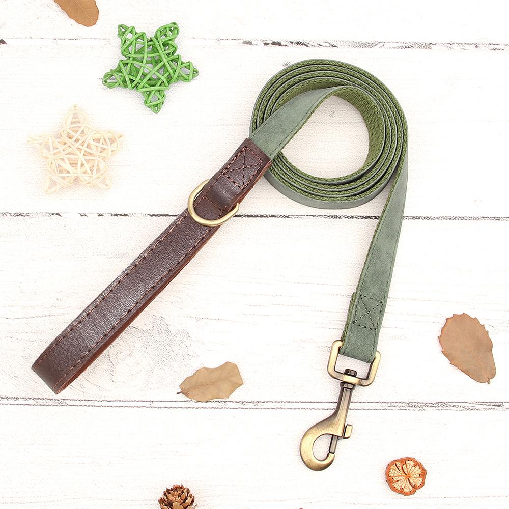 Personalized Dog Collar Leash PU Leather Dog Collars With Walking Lead Rope Free Custom Pet ID Necklace for Small Large Dogs Pug