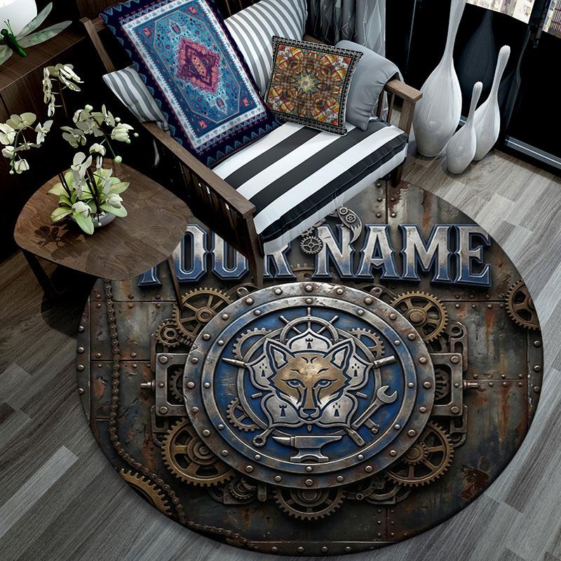 Custom Name,Leicester City pattern round rug,Carpet Rug for Living Room Bedroom Playroom ,Non-slip Floor Mat,Holiday Gifts and Birthday Gifts.