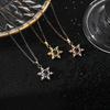 Women Korean Minimalist Snowflake Necklace Titanium Steel 100 Languages I Love You Projection Pendant Zircon Inlaid Love Memory Collarbone Jewelry