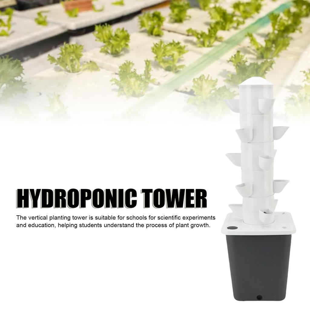 Vertical Hydroponic Tower 15 Holes 10L Water Tank Vertical Planting Tower Large Water Tank For School students plant growers