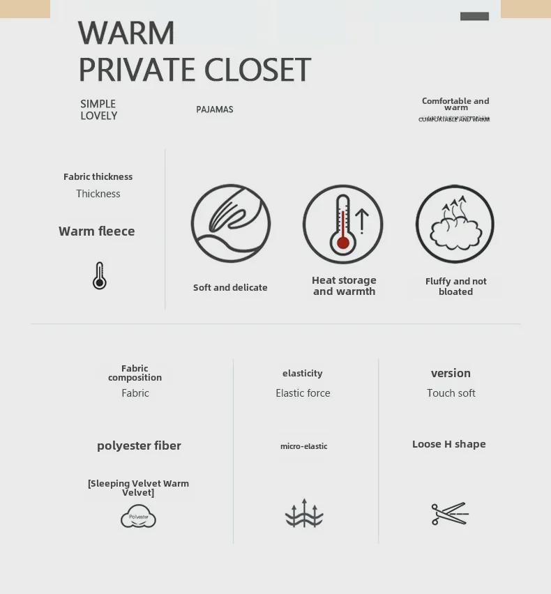 Damska przytulna flanelowa piżama zimowa - Gruby polar koralowy, duży rozmiar, idealna do noszenia w domu lub na zewnątrz jesienią i zimą.