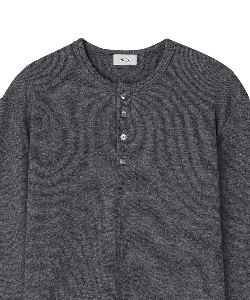 NOISE Soft Henley Neck Sleeve Knit - Gray