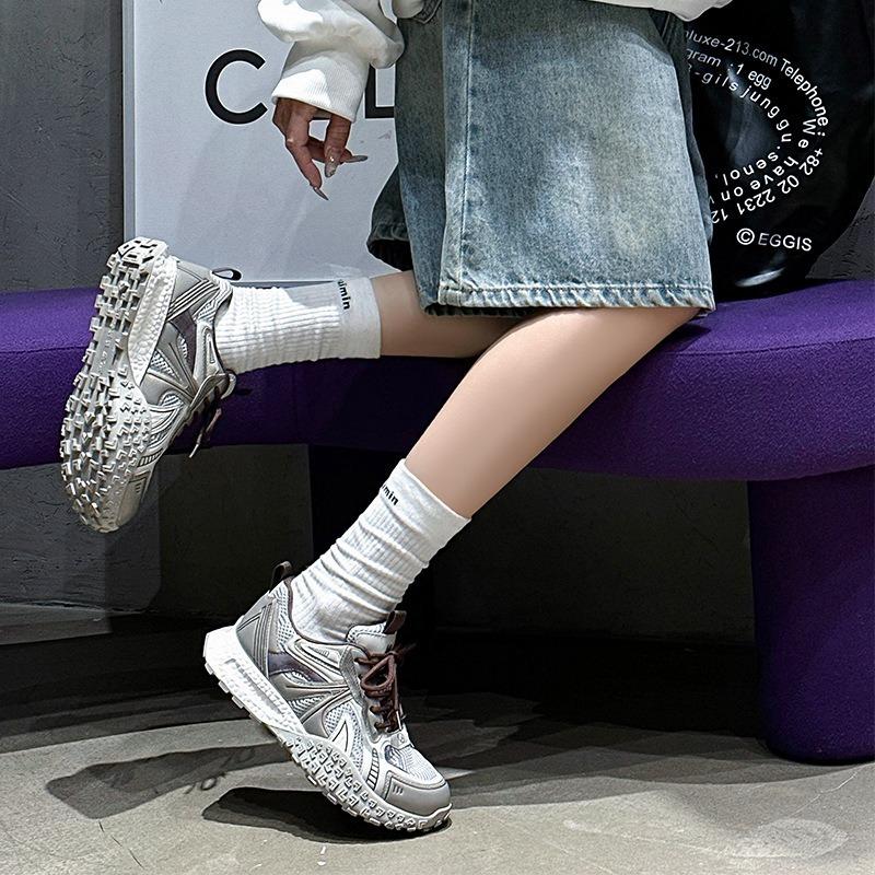 Platform dad shoes women's spring new leather breathable lightweight non-slip small casual sports