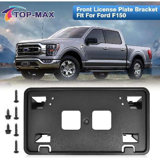 TOP-MAX License Plate Bracket Compatible with 2021-2023 Ford F150 3.3L V6 5.0L V8 Accessories, Front Bumper License Plate Holder Frame Replace for