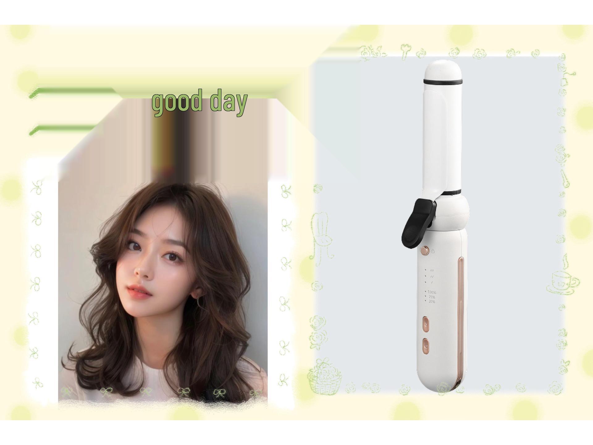 

3-in-1 Wireless Charger Hair Styling Tool: Replaceable Head Curling Wand & Straightener 35W чорний