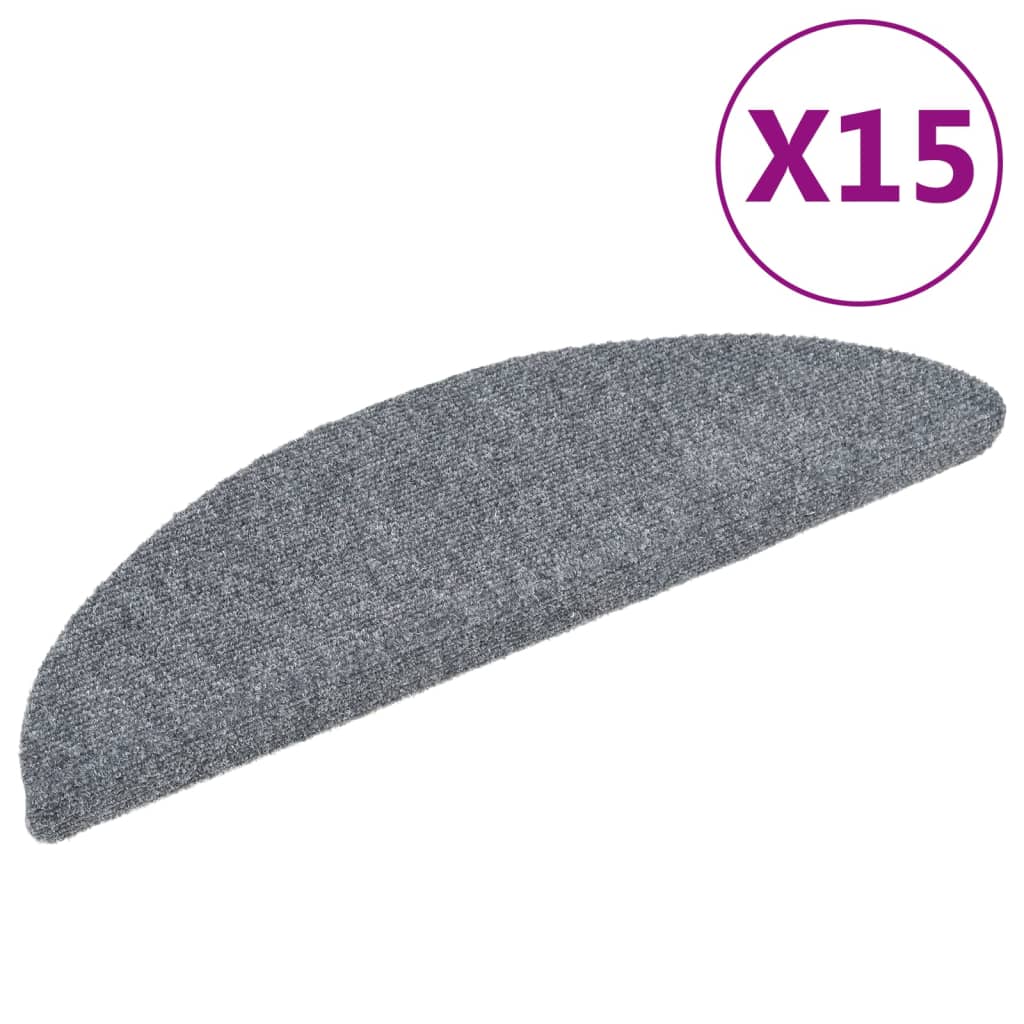 vidaXL Stufenmatten Selbstklebend 15 Stk. 56x17x3 cm Hellgrau Halbrund