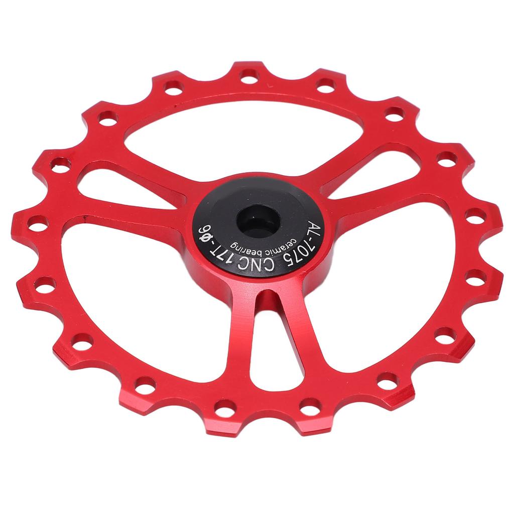 MEIJUN 17T Ceramic Rear Derailleur Guide Wheel Aluminum Alloy Rear Derailleur Pulley Wheel for Road Mountain BikeRed