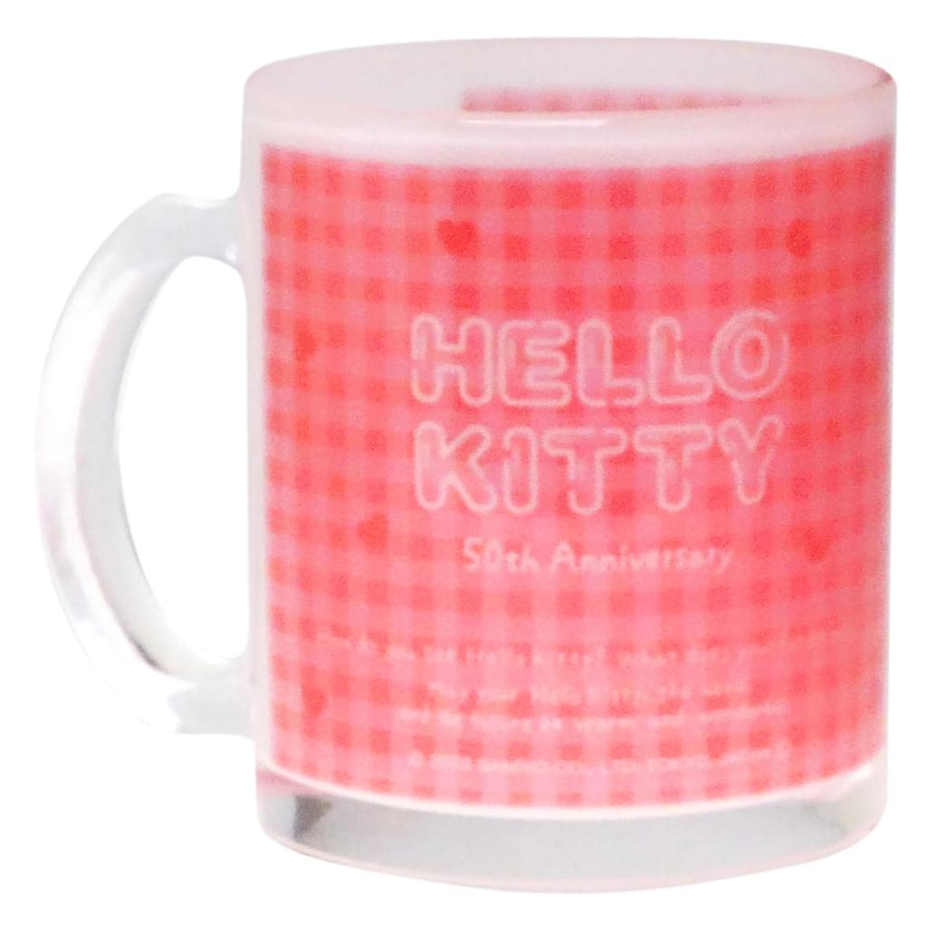 Sanrio "Hello Kitty" 50th Anniversary Kitty Glass Mug, Approx. 300ml, Made In Japan, 310134
